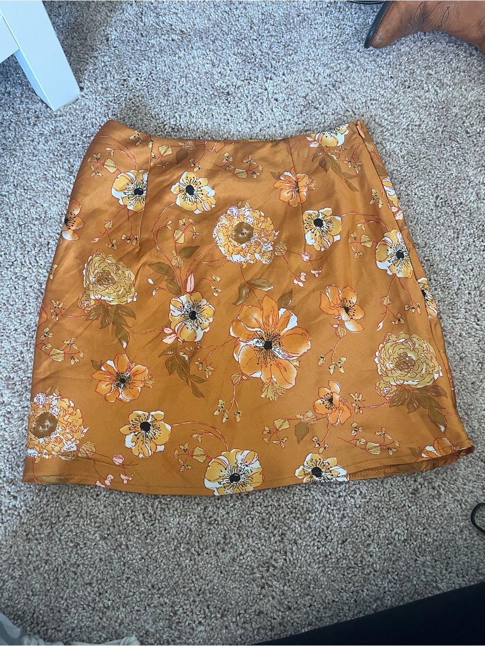 Princess Polly Mustard Floral Mini Skirt